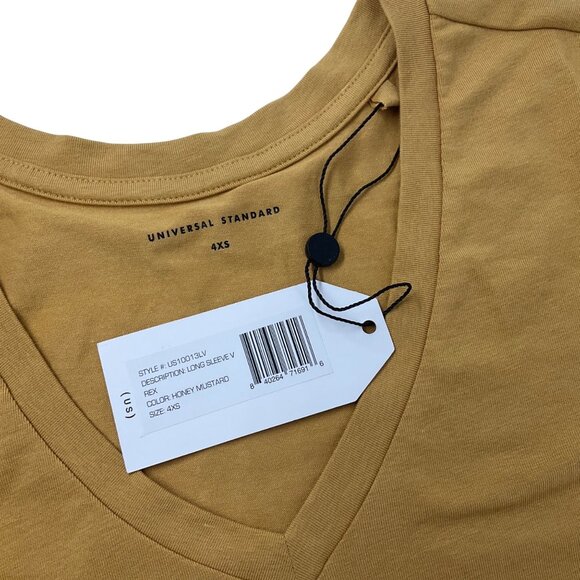 Universal Standard Womens Long Sleeve V-Neck Tee In Honey Mustard 4XS 00 - Picture 4 of 10